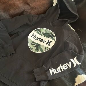 Hurley Black Hoodie with Green Camo Design